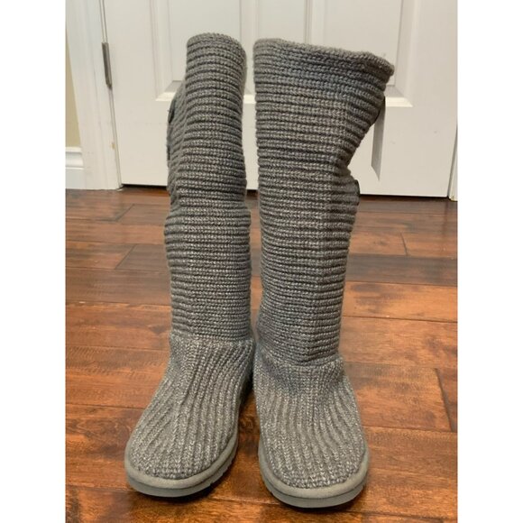 Ugg Australia Gray Classic Cardy Knee High | Fold Over Boots W/ Buttons, Size 9 - Picture 3 of 12